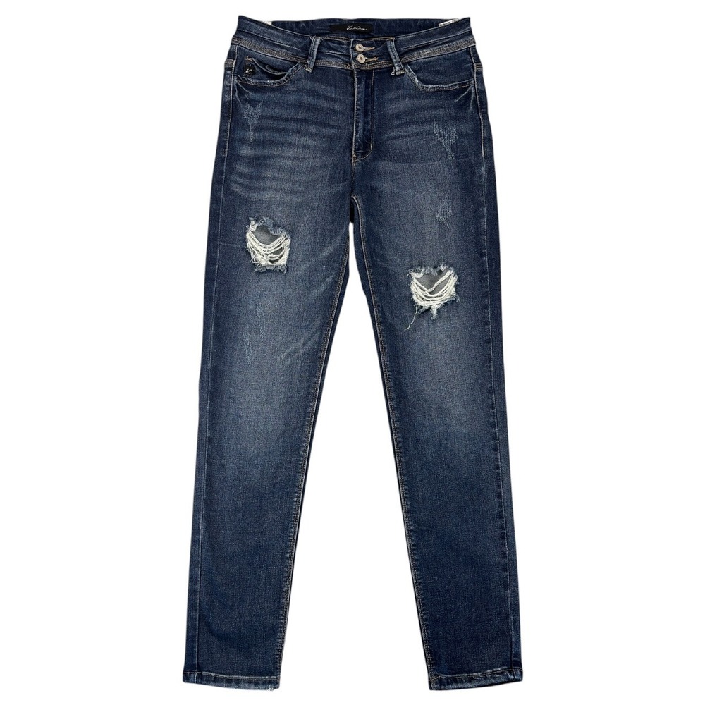 KanCan Jeans Womens 9/28 High Rise Distressed Skinny Stretch Ripped Western Blue